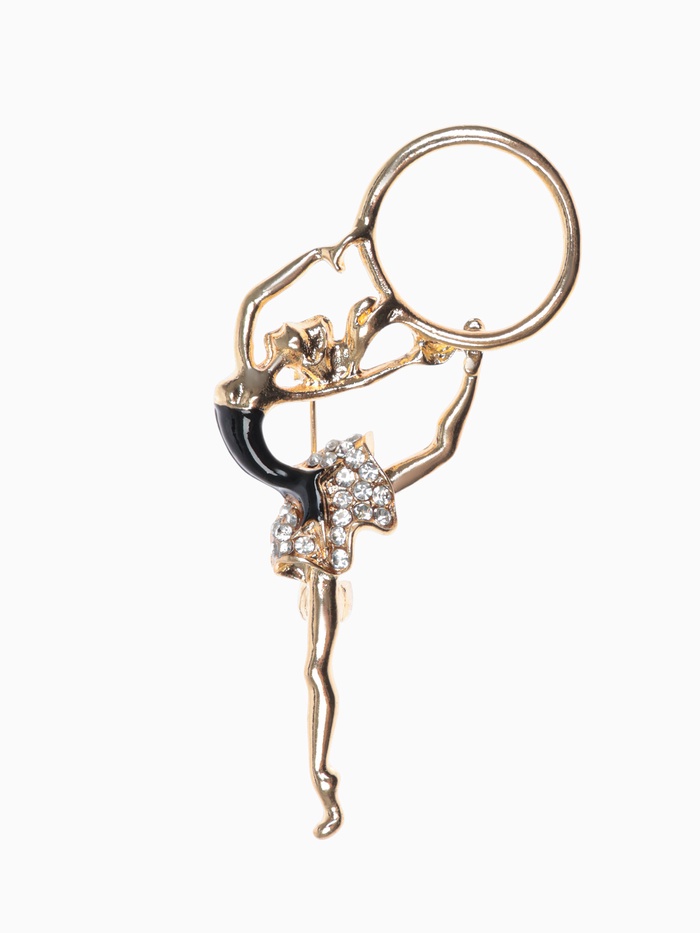 Брошь «Гимнастка» с хула-хупом, цвет чёрно-белый в золоте - Фото 1