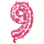 Шар фольгированный 40", цифра 9, сердца, индивидуальная упаковка, цвет розовый - Фото 2