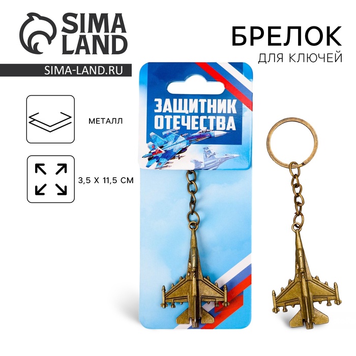 Брелок для ключей металлический «Защитник Отечества», 11.5×3.5 см - Фото 1