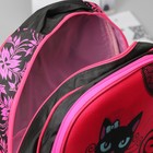Рюкзак школ Кошечка, 29*15*40, 2 отд на молниях, 2 бок сетки, усилен спинка, черный/розовый - Фото 3