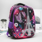 Рюкзак школьный, 2 отдела на молниях, 2 боковые сетки, усиленная спинка, цвет чёрный/розовый - Фото 1