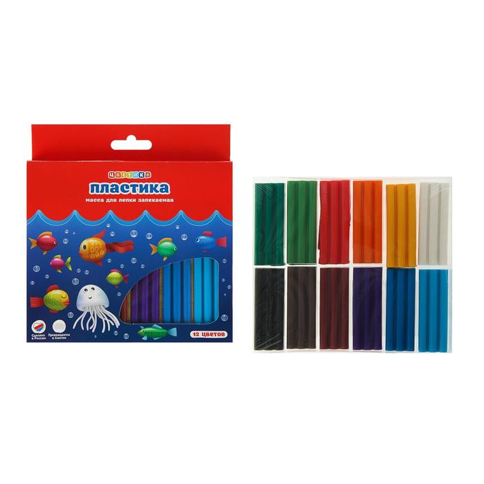 Пластика-полимерная глина запекаемая набор, ЗХК "Цветик", 12 цветов х 20 г (240 г) - Фото 1