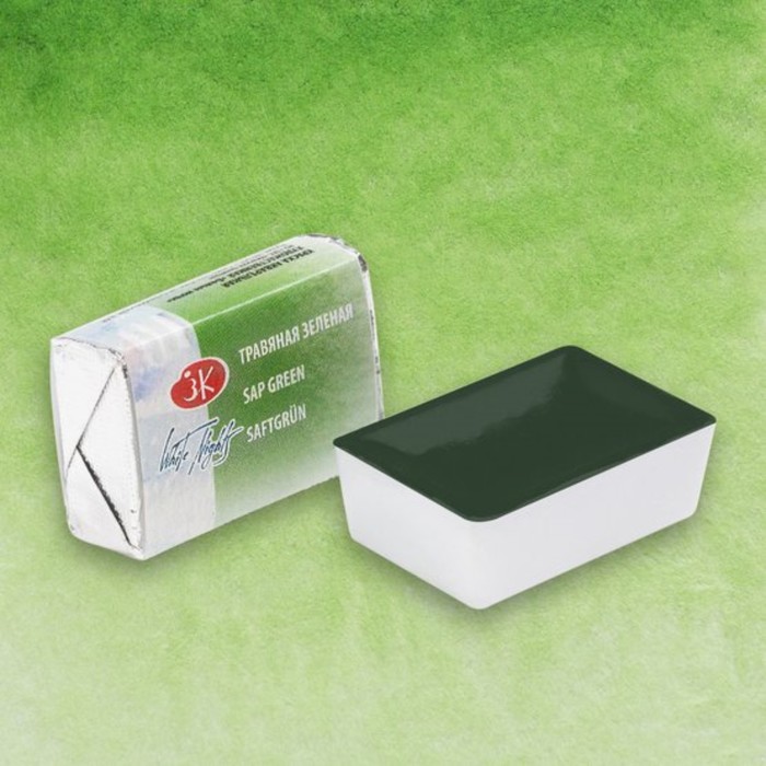 Акварель художественная, в кювете 2.5 мл «ЗХК. Белые ночи», травяная зелёная 1911716 - Фото 1