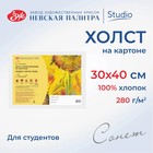 Холст на картоне 30×40 см, хлопок 100%, акриловый грунт, мелкозернистый, ЗХК «Сонет», DK13701-30×40 - Фото 1