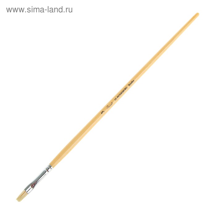 Кисть "Сонет" № 3, щетина, плоская, удлинённая ручка, d=7 мм - Фото 1