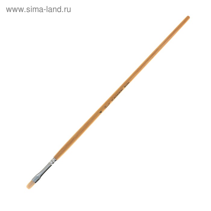 Кисть "Сонет" № 4, щетина, плоская, удлинённая ручка, d=8 мм - Фото 1