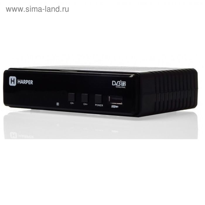 Приставка для цифрового ТВ Harper HDT2-1513, FullHD, DVB-T2, HDMI, RCA, USB, черная - Фото 1