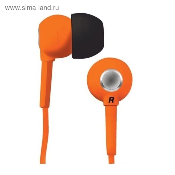 Наушники BBK EP-1200S, вкладыши, в ушной раковине, провод 1.2 м, оранжевые - Фото 1