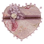 Шкатулка текстиль для украшений "Сердце с помпонами" сирень 18х16х7 см - Фото 3