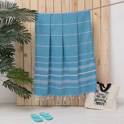 Полотенце пляжное пештемаль, 100х180 см, цв голубой