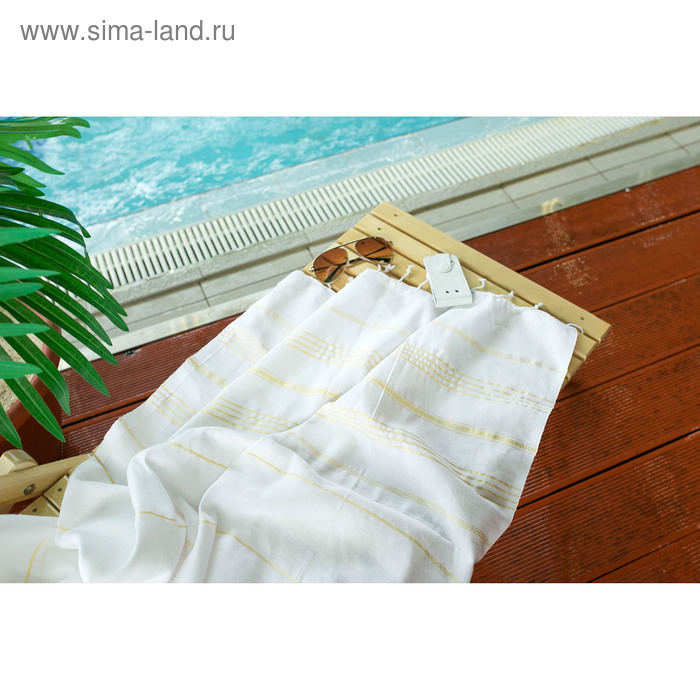 Полотенце пляжное пештемаль 100х180 см, цв белый, 280 г/м2,хлопок 100% - Фото 1