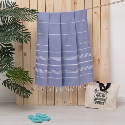 Полотенце пляжное пештемаль, 100х180 см, цв синий