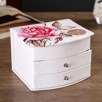 Шкатулка кожзам для украшений "Пионы" 14х12х10,5 см