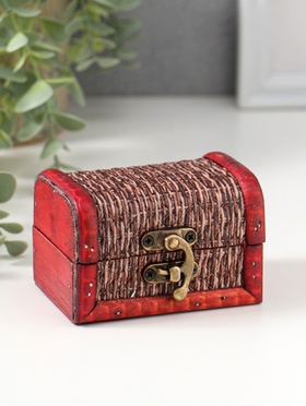 Шкатулка для украшений «Сундучок. Плетёнка», дерево, 6.3×8.8×6.5 см  (артикул 2746197)  большой выбор товаров оптом и в розницу по низким ценам с доставкой