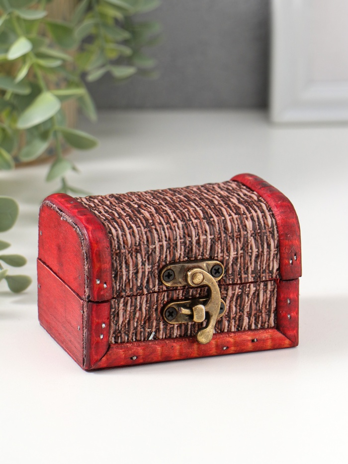 Шкатулка для украшений «Сундучок. Плетёнка», дерево, 6.3×8.8×6.5 см - Фото 1