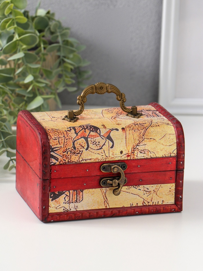 Шкатулка для украшений «Сундук. Карта странника», для мелочи, дерево, 10.5×15×9 см - Фото 1