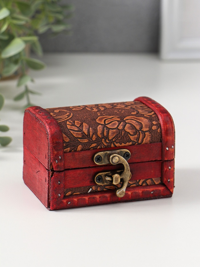 Шкатулка для украшений «Сундучок. Цветущий сад и бабочки», дерево, 7×9.5×5.7 см - Фото 1