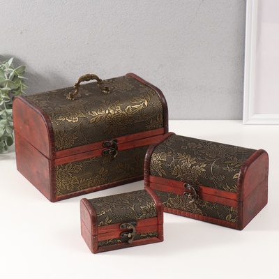 Набор шкатулок для украшений «Сундучок. Цветущий сад и бабочки», дерево, 3 шт.