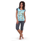 Комплект женский (футболка, бриджи) 22б цвет синий, принт гусиная лапка, р-р 46 - Фото 1