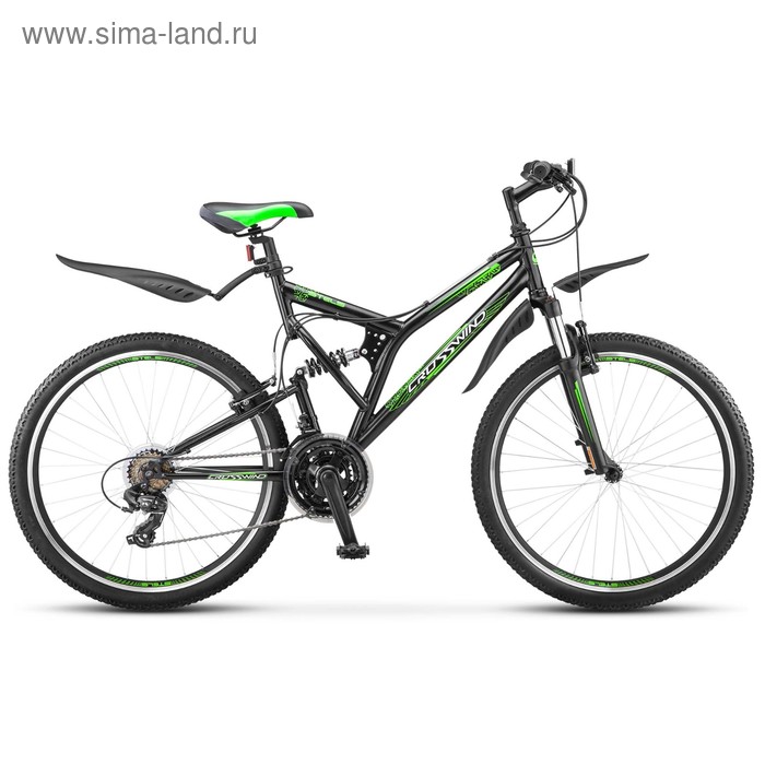 Велосипед 26" Stels Crosswind, Z010, цвет чёрный/салатовый, размер 20"