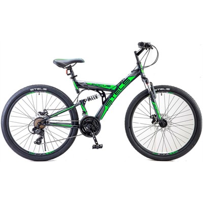 Велосипед 26" Stels Focus MD, 21-sp V010, цвет чёрный/зелёный, размер 18"