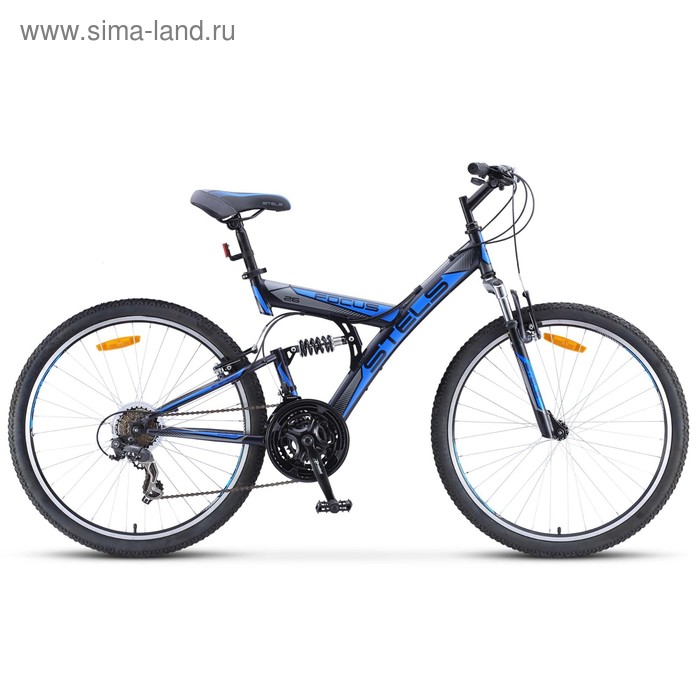 Велосипед 26" Stels Focus V, V030, 21 скорость, цвет чёрный/синий, размер 18"