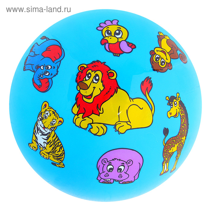 Мяч "Зверята", PVC, цвета микс, в пакете, диаметр - 23 см, 60 гр. - Фото 1