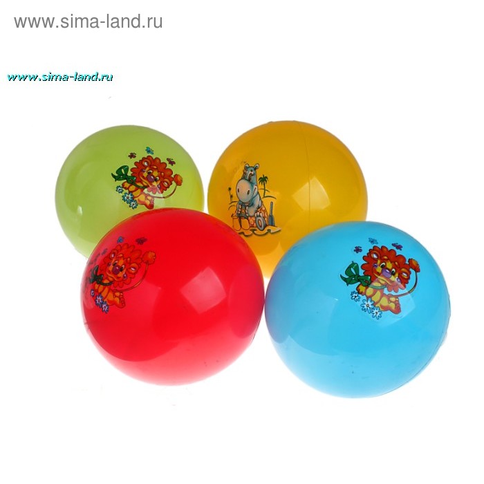Мяч "Зверята", 2 картинки, PVC, цвета микс, в пакете - Фото 1