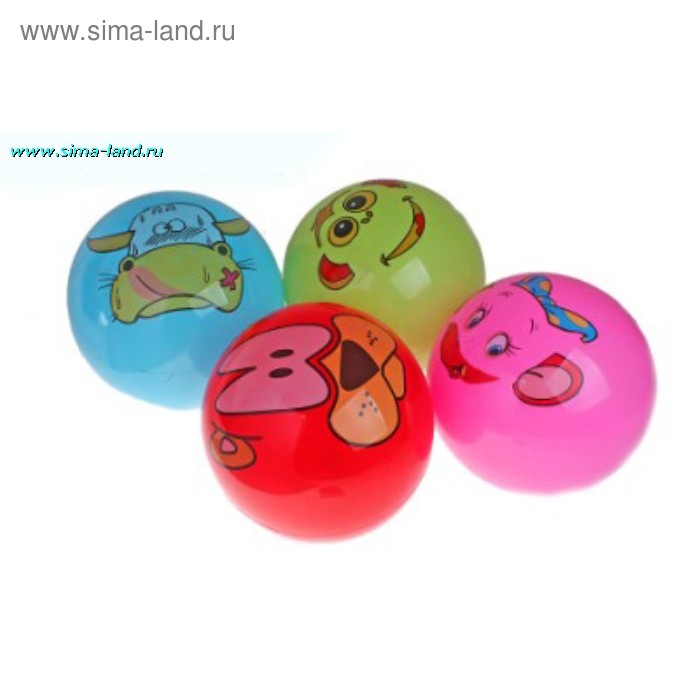 Мяч световой "Рожицы зверят", PVC, цвета микс, в пакете - Фото 1