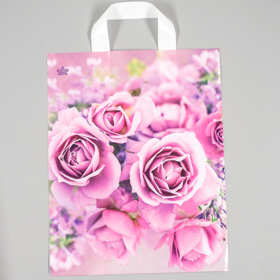 Пакет «Нежные розы», полиэтиленовый с петлевой ручкой, 35×28 см, 55 мкм