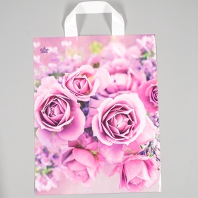 Пакет «Нежные розы», полиэтиленовый с петлевой ручкой, 35?28 см, 55 мкм (комплект 50 шт)