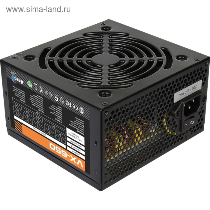 Блок питания Aerocool ATX 650W VX-650 (24+4+4pin) APFC 120mm fan 4xSATA RTL - Фото 1