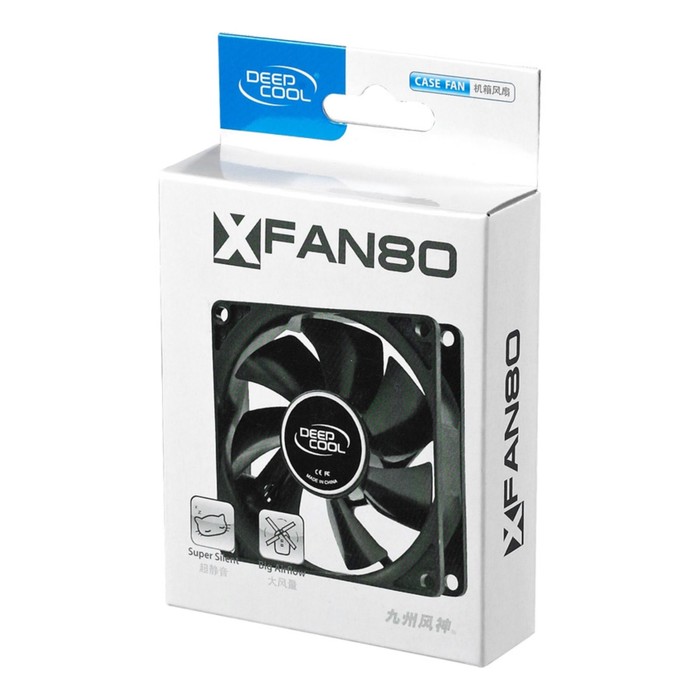 Вентилятор Deepcool XFAN 80 80x80x25mm 4-pin (Molex)20dB 82gr Ret - фото 51294460