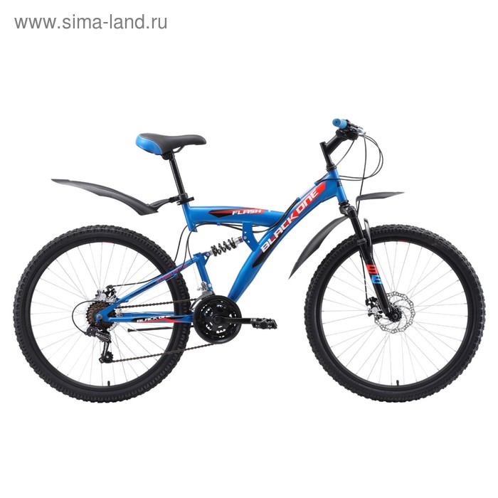 Велосипед 26" Black One Flash FS D, 2018, цвет голубой/чёрный/оранжевый, размер 18" - Фото 1