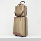 Чемодан 20" с сумкой, отдел на молнии, кодовый замок, 2 колеса, цвет зелёный - Фото 1