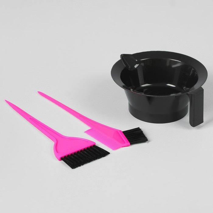 Набор для окрашивания, 3 предмета, цвет чёрный/розовый - Фото 1