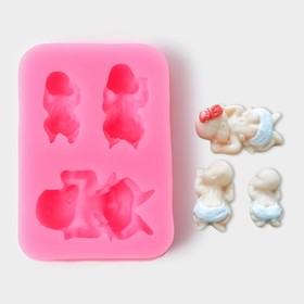 Силиконовый молд «Три малыша», 7,5x5x1,5 см, цвет МИКС