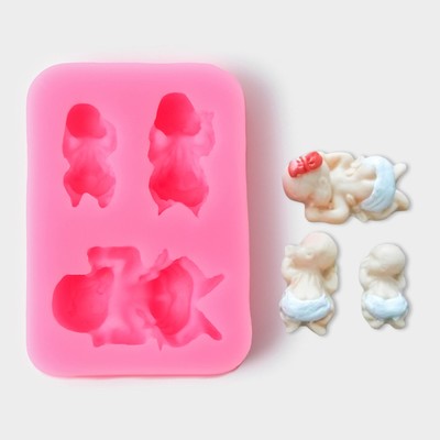 Молд «Три малыша», силикон, 7,5×5×1,5 см, цвет МИКС