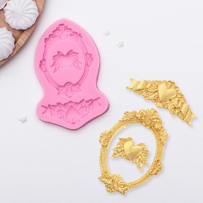 Молд для заливки «Сердца, рамка, лепнина», силикон, 12.5×8.2×1.1 см, МИКС