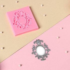 Молд Доляна «Вензели. Рамка», силикон, 6,7×7,5 см, цвет розовый