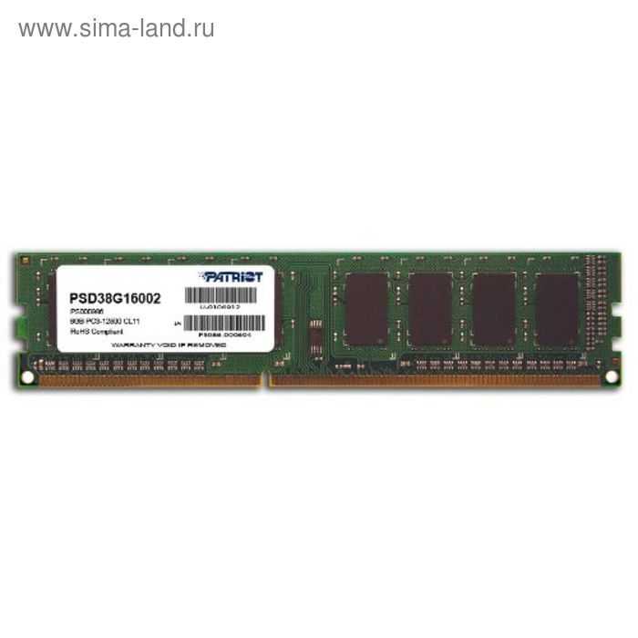 Память DDR3 8Gb 1600MHz Patriot PSD38G16002 RTL PC3-12800 CL11 DIMM 240-pin - Фото 1