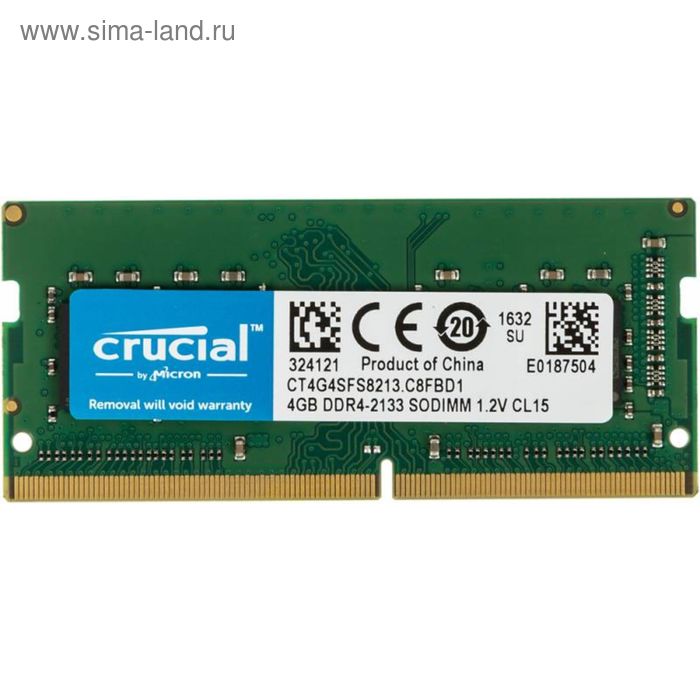Память DDR4 4Gb 2133MHz Crucial CT4G4SFS8213 RTL PC4-17000 CL15 SO-DIMM 260-pin 1.2В - Фото 1