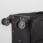 Чемодан малый с расширением 19", отдел на молнии, 2 наружных кармана, 4 колеса, кодовый замок, цвет чёрный - Фото 5