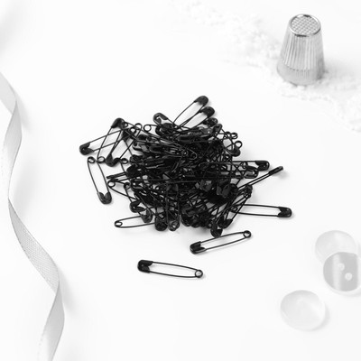 Булавки английские, 22 мм, 80 шт., цвет чёрный