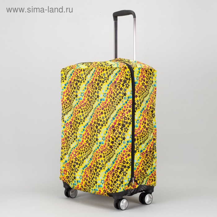 Чехол для чемодана, 24", расширение по периметру, цвет жёлтый/разноцветный - Фото 1
