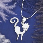 Кулон "Кошечка" силуэт, цвет белый в серебре, 40 см - Фото 1