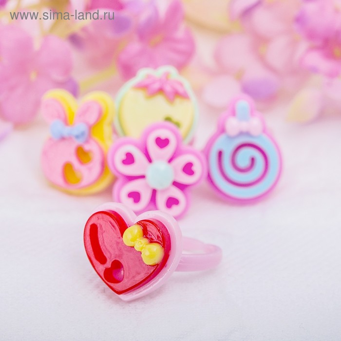 Кольцо детское "Выбражулька" в мелкие сердечки, цвет МИКС, форма МИКС - Фото 1
