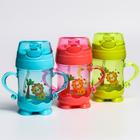 Поильник детский с силиконовой трубочкой, 220 мл., с ручками, цвета МИКС - фото 24520673