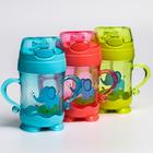 Поильник детский с силиконовой трубочкой, 220 мл., с ручками, цвета МИКС - фото 24520671