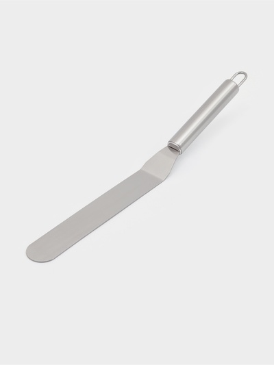 Кондитерская лопатка - палетка изогнутая Доляна, 31.5×3 см, рабочая часть 16.7 см, для блинов, серебристая